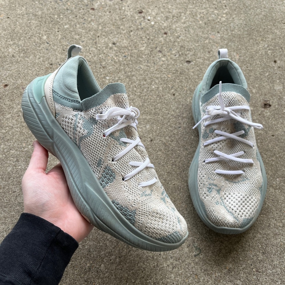 Sorel Kinetic Impact Lace Womens‎ 8.5 Sage Green Cream Knit Sneakers NL4672-461
